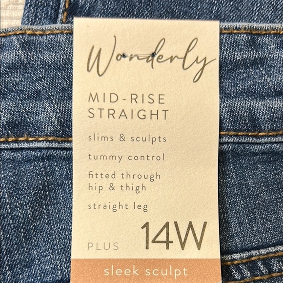 Wonderly Mid-Rise Straight Blue Jeans. NWT 14W - Picture 7 of 9